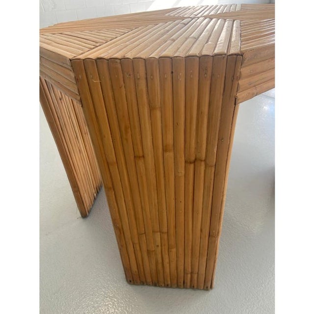 Brown Vintage Split Reed Side Table For Sale - Image 8 of 8