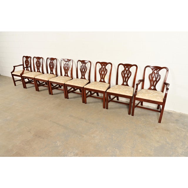 Baker Furniture Georgian Carved Mahogany Side Chairs or Dining Chairs, Pair For Sale - Image 14 of 15