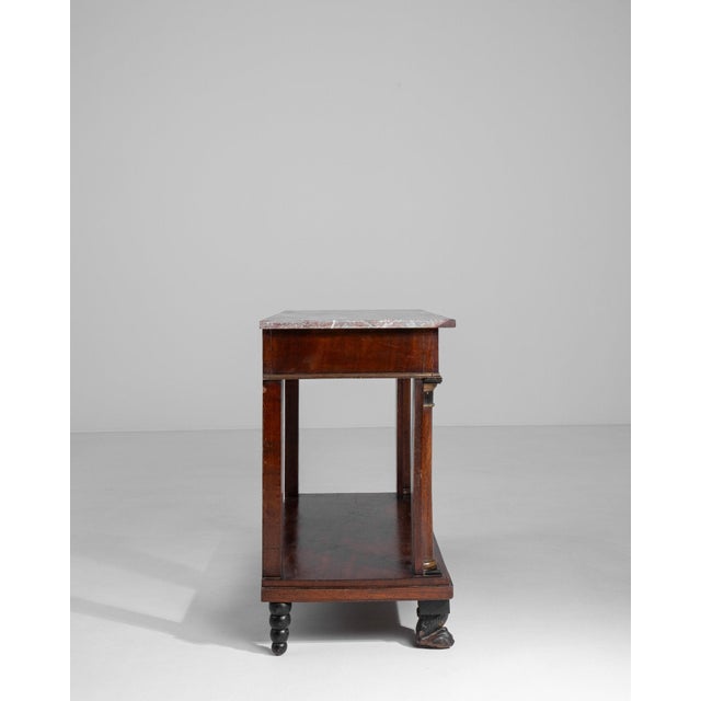 19th Century France Empire Brown Wood Console Table For Sale - Image 9 of 11