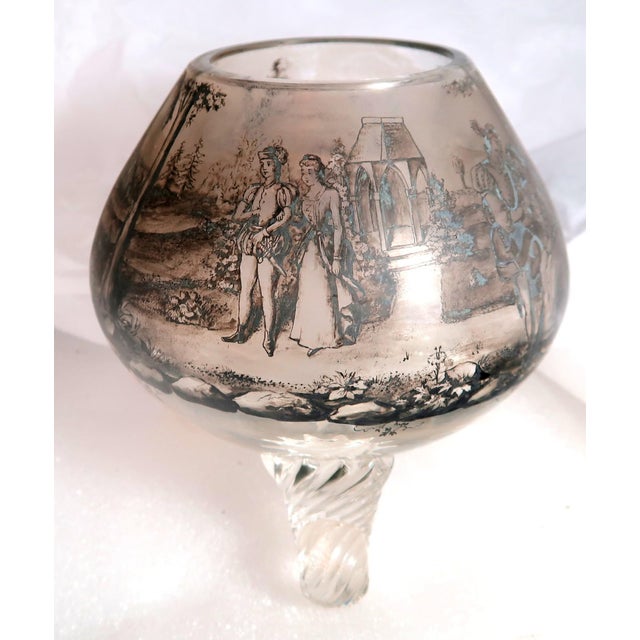 Lobmeyr Black Enamel Footed Glass Vase, Fine Quality, in the Style of Lobmeyr and Schwartzlot, Circa 1900 For Sale - Image 4 of 16