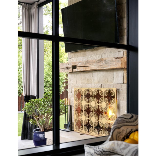 Aged Gold Halo Fireplace Screen For Sale - Image 4 of 9