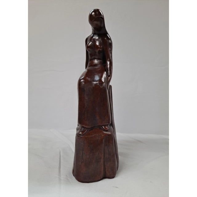 Preston L Prescott (1898-1988) Stone Sculpture of a Seated Young Woman 5.5"W x 3.25"D x 12"H