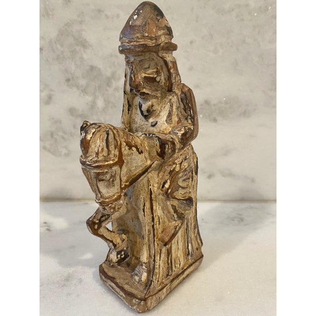 Large Antique Hand Carved Wood Chess Pieces For Sale In Austin - Image 6 of 13