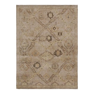 Rug & Kilim’s Soumak Dragon Style Rug With Beige-Brown Geometric Patterns For Sale