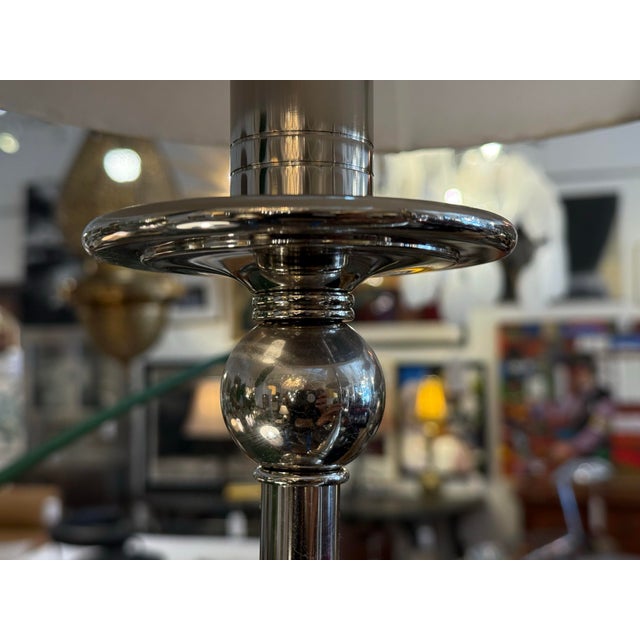 Chrome Chrome Pendant Chandelier With Pleated Shades For Sale - Image 8 of 13