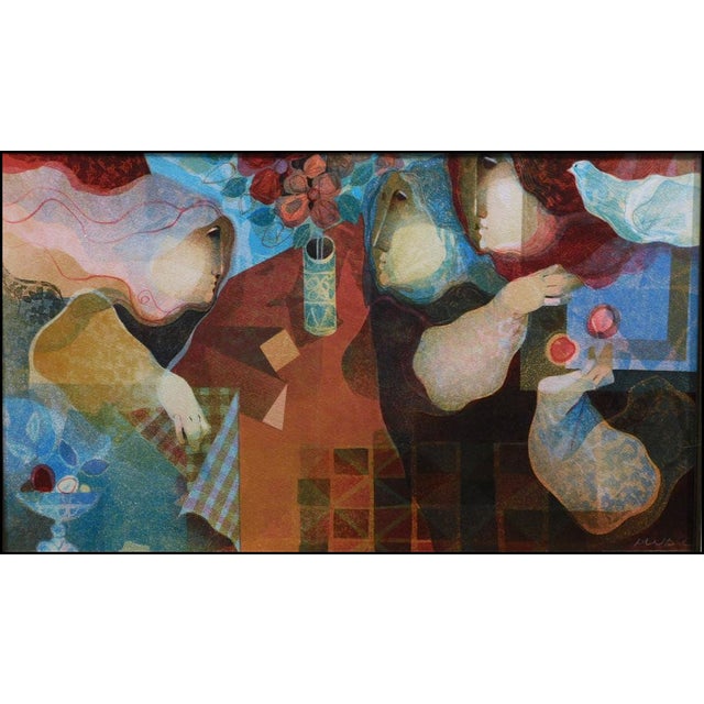 Book Cover by Sunol Alvar Hand signed by the artist Image Size: 12" x 21" Frame Size: 21" x 30" New Custom Frame...