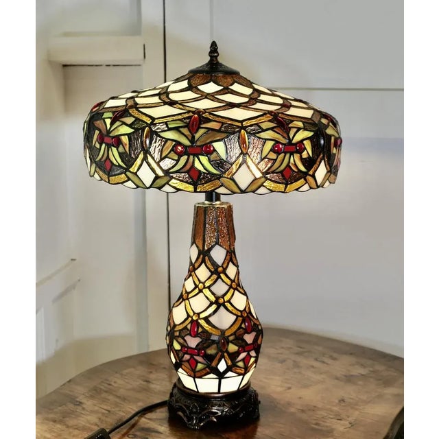 Large Stained Glass Table Lamp, 1960s For Sale - Image 3 of 11