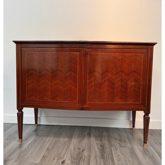 Wood Cherrywood Credenza with Chevron Inlay by Paolo Buffa, Italy, 1950 For Sale - Image 7 of 8