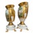 Empire-Style Gilt Porcelain Landscape Vases With Paw Feet — Set of Two For Sale