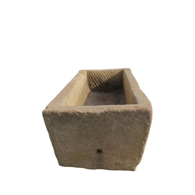 Gray 71" Inch Long Hand Chiseled Stone Trough 61 For Sale - Image 8 of 12