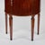 Pair of left/right, cherry wood demi-lune cabinets with inset marble tops from Florence. Single door reveals shelf and...