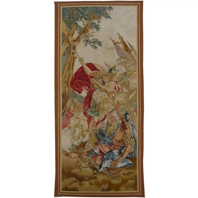 19th Century Vintage Tapestry Depicting Royal Soldiers in Battle For Sale - Image 5 of 9