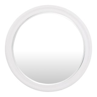 George Matte White Round Mirror For Sale