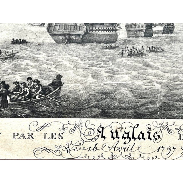 Black Nautical Ships Evacuation Italy Napoleon War 1796 Print, Framed For Sale - Image 8 of 13