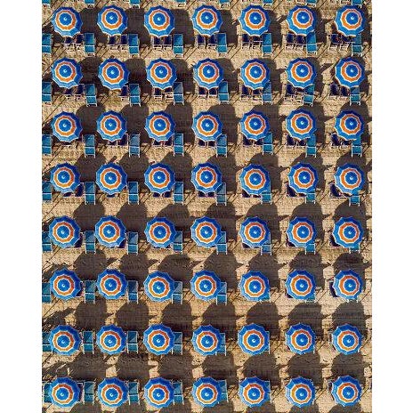 Beach Umbrellas, Massa, Italy' Contemporary Archival Color Photograph Print From the Original Negative by Getty - 20x24 For Sale