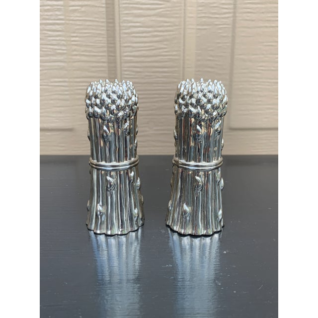 1980s Godinger Silver Plate Asparagus Salt and Pepper Shakers, Pair For Sale - Image 5 of 8