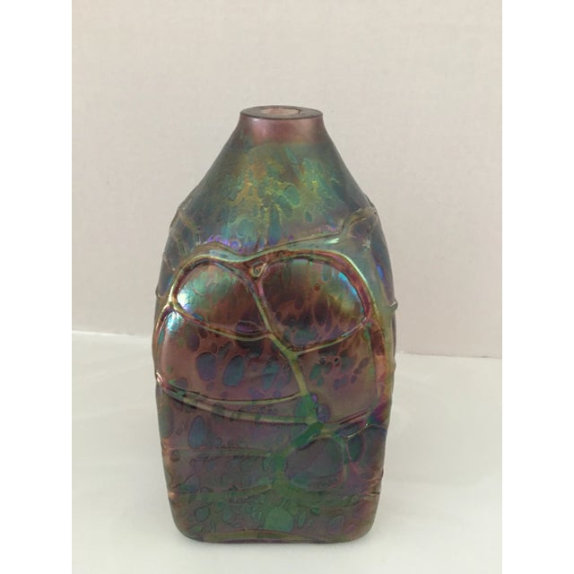 Vintage Brent Cox Iridescent Art Glass Vase For Sale - Image 4 of 8