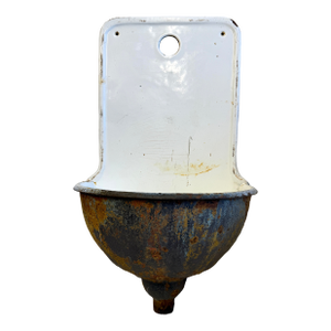 Antique French Enamel and Cast Iron Lavabo Wall Sink Planter