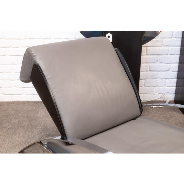 Modern 1980s Massimo Iosa Ghini for Moroso Leather and Steel Post Modern Lounge Chair For Sale - Image 3 of 8