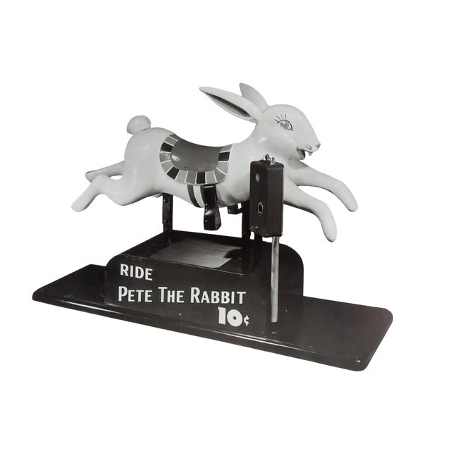 Exhibit Supply Co. Pete the Rabbit mechanical coin operated, kiddie ride original black and white photograph.