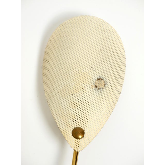 Beige Mid-Century Modern Brass Wall Lamp with Perforated Metal Sheet Lampshades, 1950s For Sale - Image 8 of 16