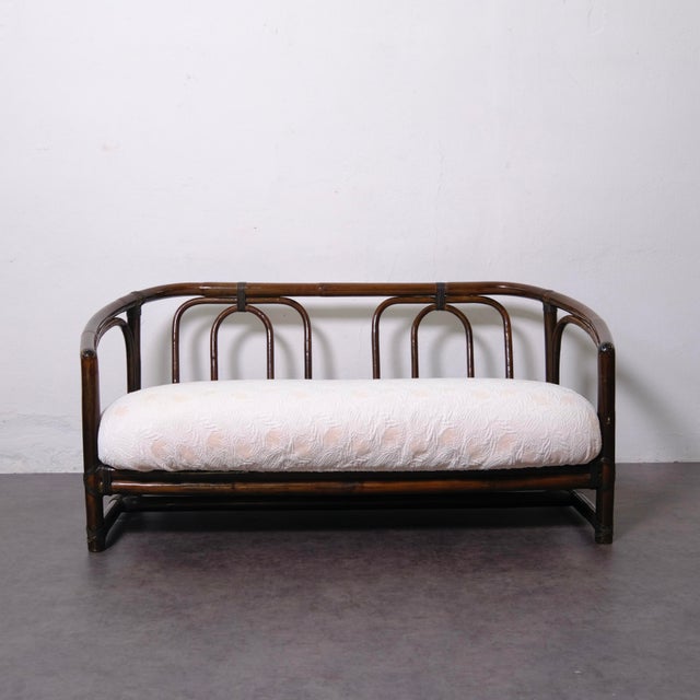 Vintage Two-Seater Bamboo Sofa with Cushions, 1950s For Sale - Image 10 of 18