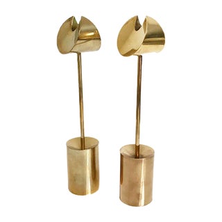 Brass Aniara Candleholders by Pierre Forsell for Skultuna, 1960s, Set of 2 For Sale