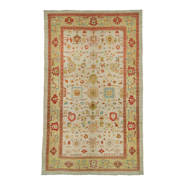 Oversize Vintage 20th Century Turkish Oushak - 14'5" x 24'1" For Sale