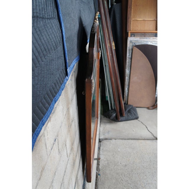 Wood Vintage French Louis XV Neoclassical Style Mahogany Wall Hanging Vanity Mirror For Sale - Image 7 of 12