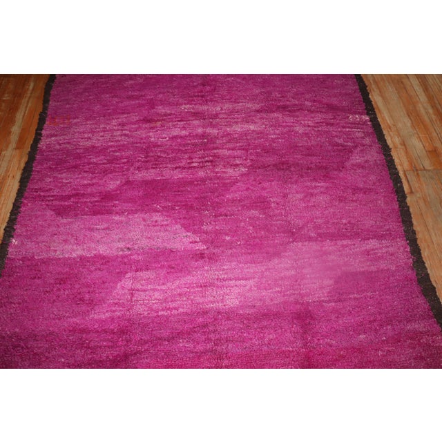 Midcentury Fuchsia Moroccan Minimalist Small Room Size Rug For Sale - Image 9 of 12