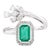 Emerald Ring Embellished With Cluster Diamond in 18k White Gold Size 7 For Sale