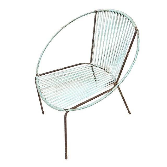 Mid-Century Modern Mid 20th Century Iron and Rubber Cord Loop Outdoor/Patio Chair by Salterini, Pair, Attributed For Sale - Image 3 of 7
