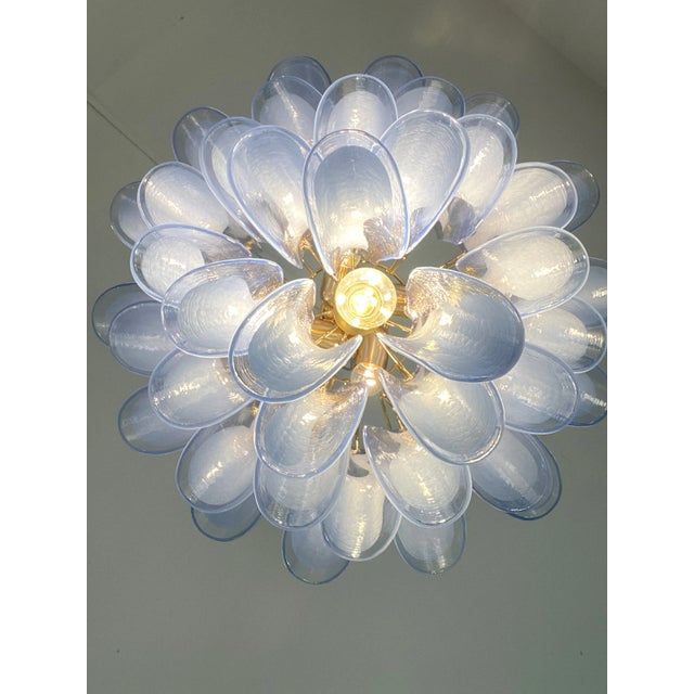 2020s Blue “Selle-Petali” Murano Style Glass Sputnik Chandelier For Sale - Image 5 of 8