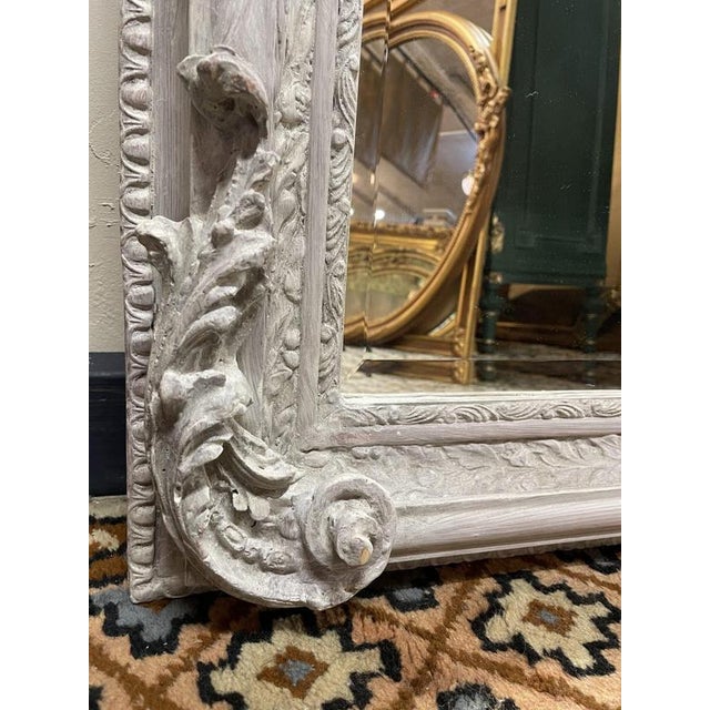 French Style Painted Crest Top Gilt Frame Mirror For Sale - Image 5 of 6