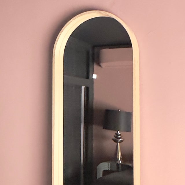 Elegant Arched White Oak Euclid Floor Mirror by Coolican & Company For Sale - Image 4 of 13