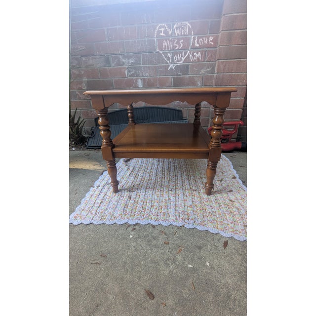 1950's Conant Ball Furniture Makers 2 TIER side table with scalloped apron. Colonial Revival