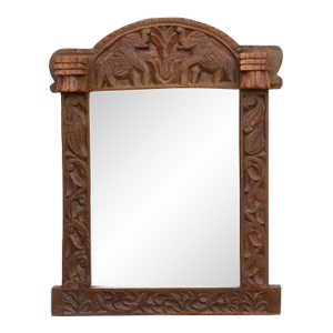 Royal Elephant High-Relief Carved Mirror