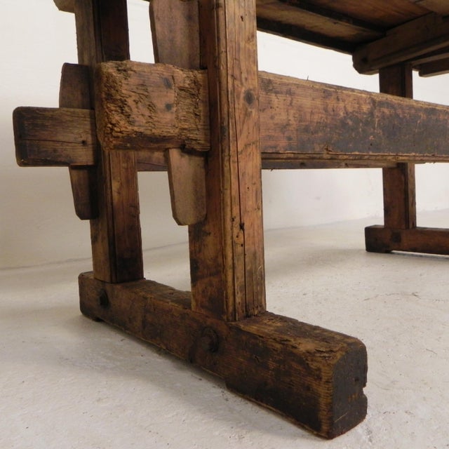 Industrial Wooden Workbench with Vice, 1930s For Sale - Image 14 of 18