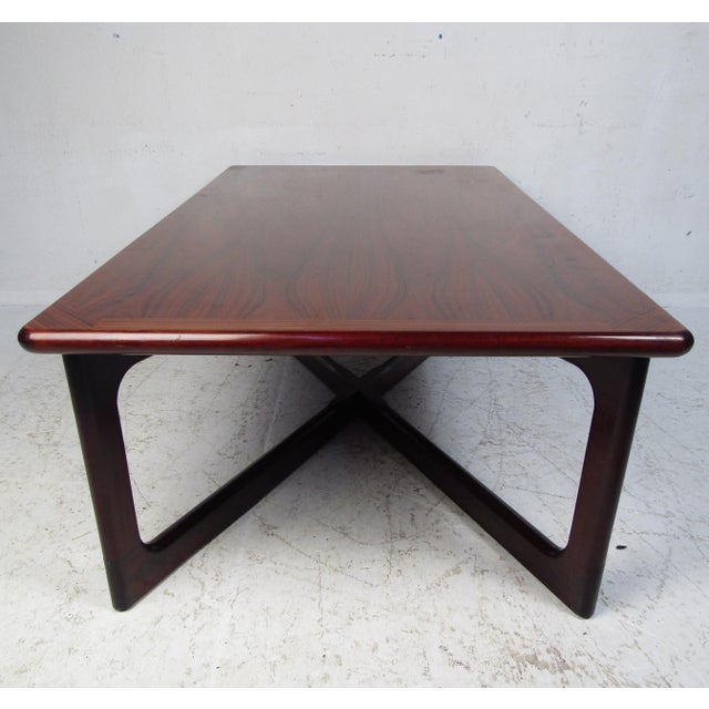 Brown Mid-Century Modern Rosewood "X" Base Coffee Table For Sale - Image 8 of 12