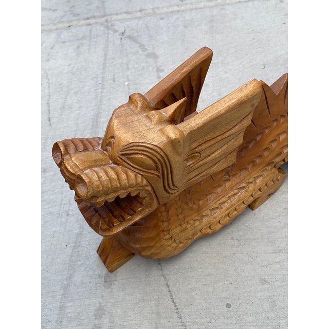 Rare Mid 20th Century Wooden Hand-Carved Dragon For Sale In Las Vegas - Image 6 of 8