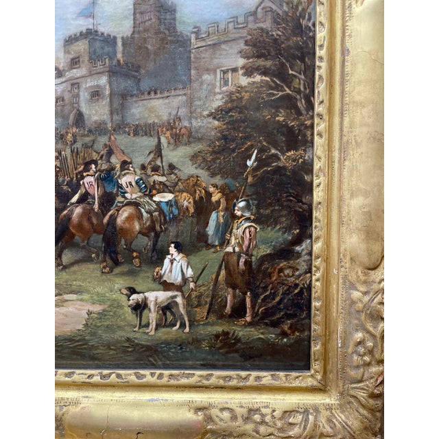 Textile 18th C. Painting on Canvas of King James I Visit to Hoghton Tower For Sale - Image 7 of 8