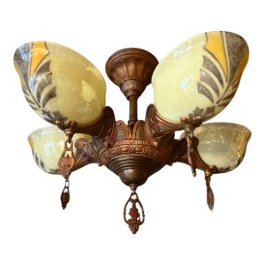 Rare Gill Lighting Co. Mid-Century Semi-Flushmount Art Deco Fixture