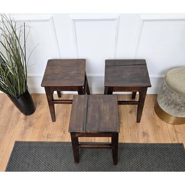 Brown Italian Minimal Wood Side Table, 1950s For Sale - Image 8 of 10