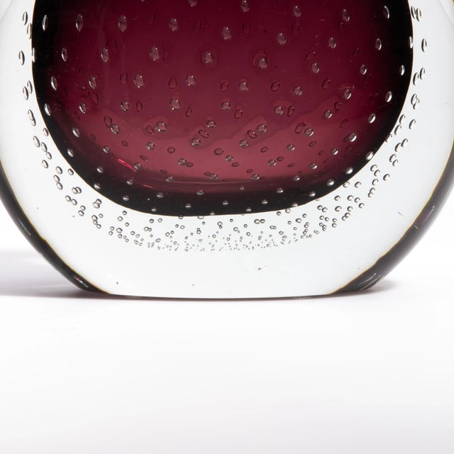 Amethyst Hand Blown Murano Vase in Amethyst With Bubbles For Sale - Image 8 of 8