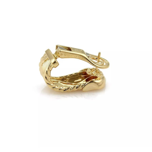 Late 20th Century Cartier Neptune Double C Basket Weave 18k Yellow Gold Earrings With Paper - 2 Pieces For Sale - Image 5 of 7