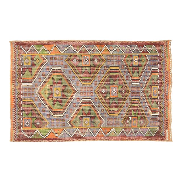 Vintage Turkish Professional Hand Knotted Wool Kilim, 2'8x4'5 For Sale