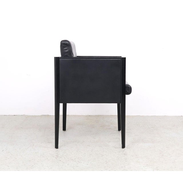 1980s Arco Cubist Black Leather Chairs, 1980s, Set of 4 For Sale - Image 5 of 14