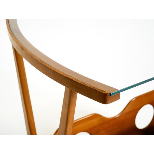 Mid-Century Modern Side Table with Magazine Rack in Ash Wood and Glass, 1950s For Sale - Image 13 of 18