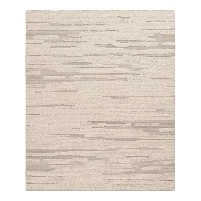 Rug & Kilim’s Textural Kilim in White Abstract High-Low Patterns - 9x12 For Sale