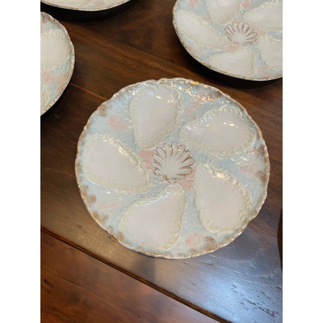 Antique Ceramic Oyster Plates- Set of 6 For Sale - Image 4 of 7